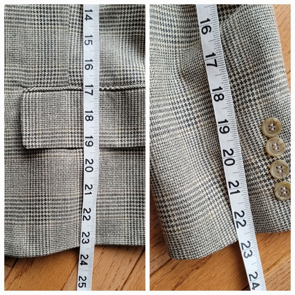 Austin Reed Plaid Taupe Silk Blend Core Blazer Jacket 6 Vintage - Picture 13 of 13